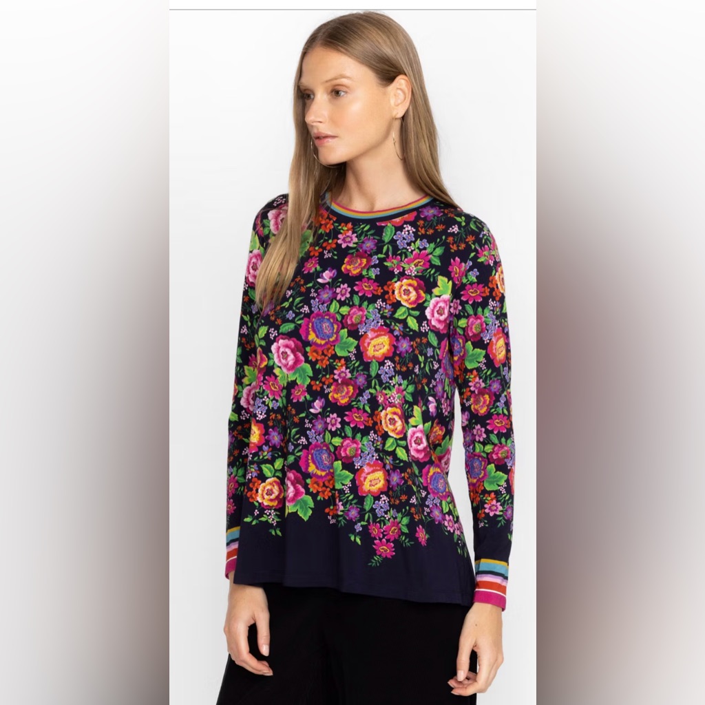 Johnny Was The Janie Favorite Long Sleeve Crew Neck Swing Tee